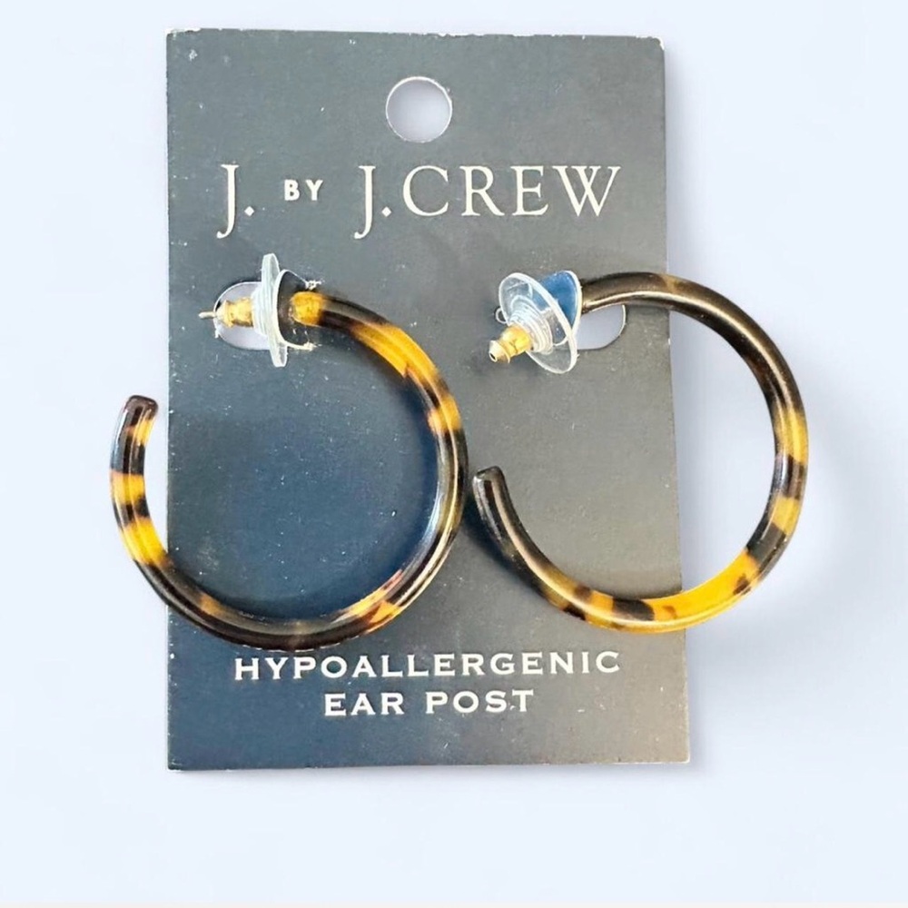 J. Crew Tortoise Hoop Earrings in Brown and Amber